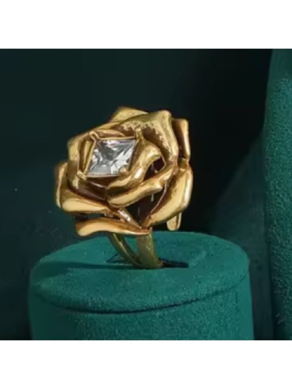 Antique Rose Brass Fine Craftsmanship Crystal Ring
